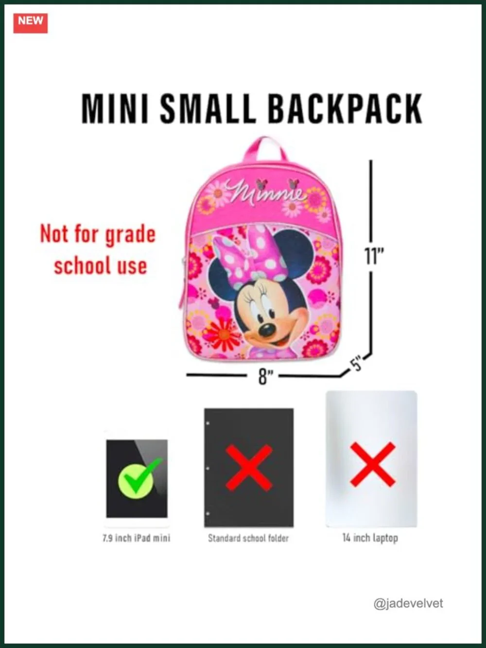 Minnie Mouse Mini Backpack for Toddler Girls 11 Inch Woven Canvas Daypack with